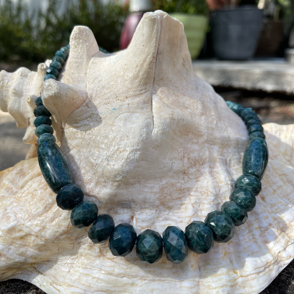 Jay King Sterling Silver Graduated Teal Green Apatite Bead Necklace